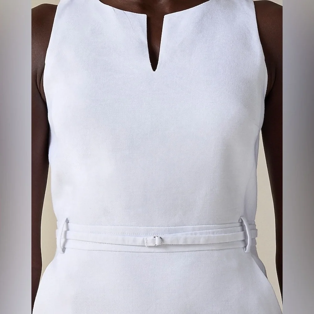 NWT J.Crew Executive dress in stretch linen blend Size 16 White Resort Preppy